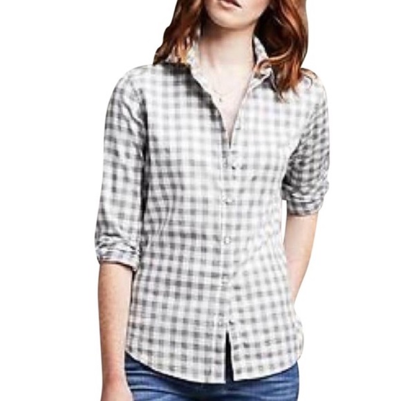 Banana Republic Soft Wash Shirt Gray and White XS - Picture 8 of 8